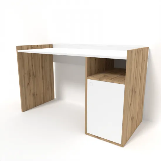Masa de birou Smartex Tab Classic, 120x60 cm, Alb/Stejar Închis