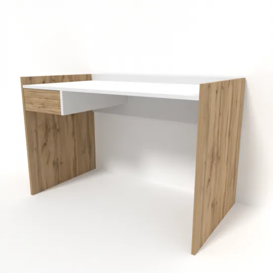 Masa de birou Smartex M3 130cm, Alb/Stejar Închis