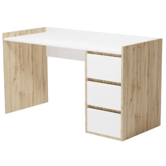 Masa de birou Smartex Home 140cm, Alb/Stejar Deschis