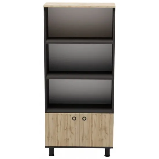 Стеллаж Smartex Mediu (70 см), Чёрный/Дуб Тёмный