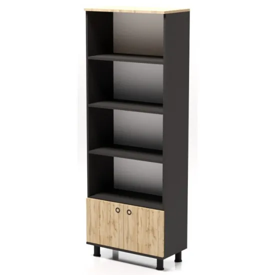 Стеллаж Smartex Maxi, 70x35x187.3 см, Чёрный/Дуб Тёмный