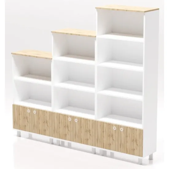 Стеллаж Smartex Set, 210x35x187.3 см, Белый/Дуб Тёмный