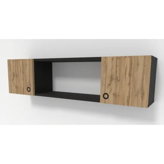 Raft de perete Smartex RD6 (1200 mm), Negru/Stejar Închis