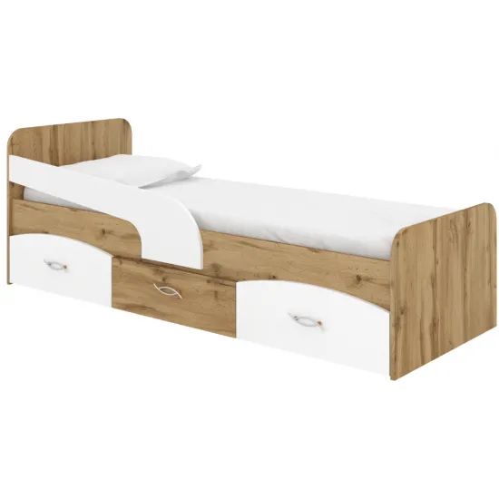 Детская кровать Pehotin Милка, 190х80 см, Дуб тахо/белый