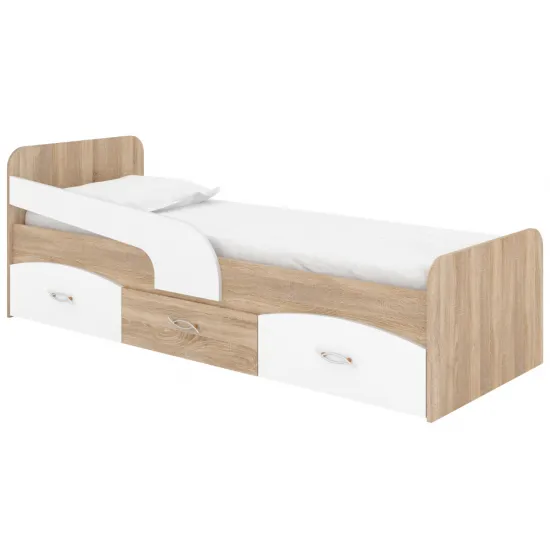 Детская кровать Pehotin Милка, 190х80 см, Дуб сонома/белый