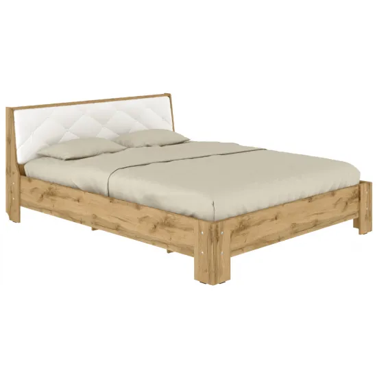 Pat Pehotin Monica (160 x 200 cm), Stejar Taho/Alb + Imitaţie de piele Alb