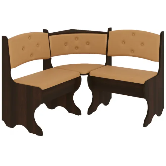 Кухонный уголок Pehotin Боярин без стола и табуреток ,Орех/кож зам кофе