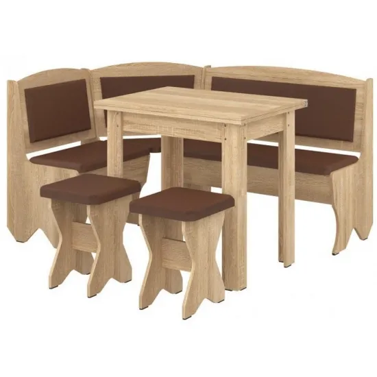 Кухонный уголок Pehotin Император, Дуб сонома/кож зам коричневый