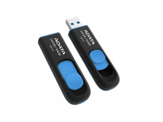 64 ГБ USB 3.1 Флеш-накопитель Adata UV128, Black/Blue (AUV128-64G-BKBL)