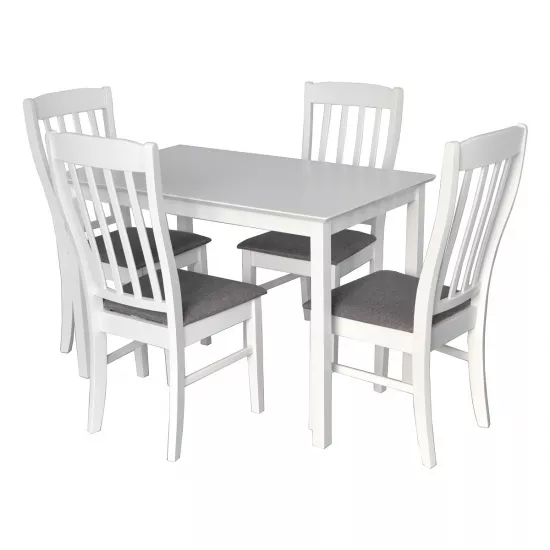 Set de mobilă Eva masa GLORIA White + 4 scaune Wenyi (White, NV-10WP Grey )