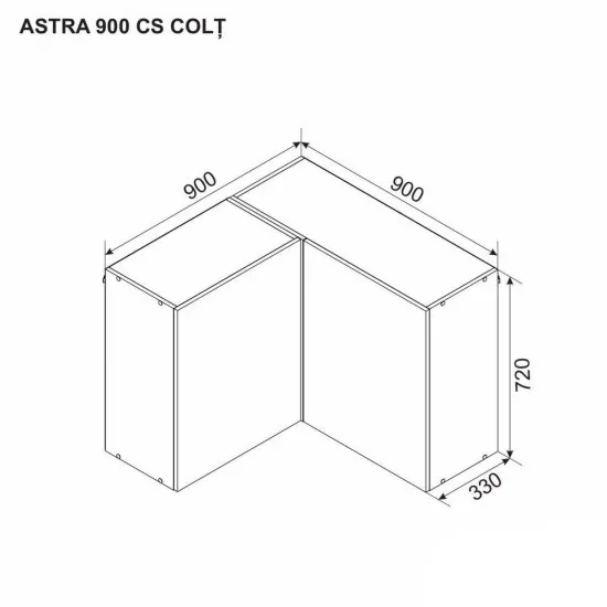 Верхний кухонный шкаф Ambianta Astra 900 CS угловой ДСП, Белый