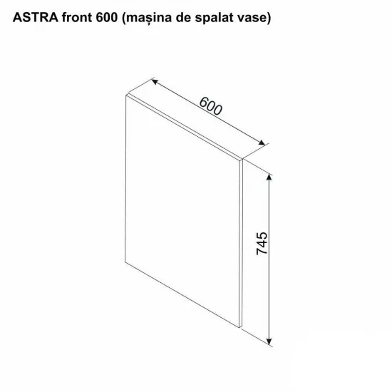 Front Modul inferior Ambianta Astra 600 masina de spalat vase Pal, Alb