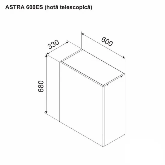 Modul superior Ambianta Astra 600 ES hota telescopica Pal, Gri