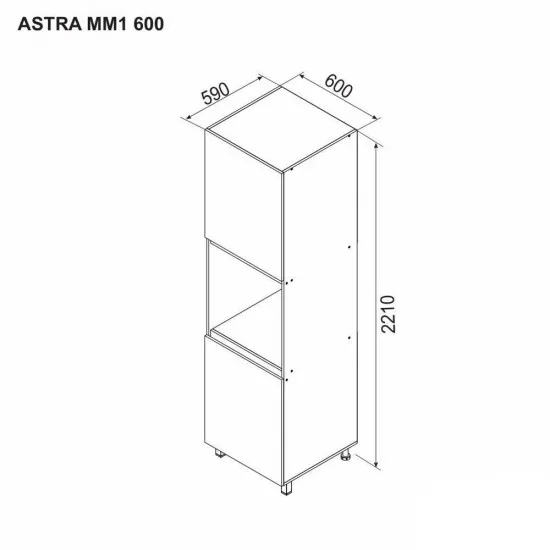 Кухонный шкаф-пенал Ambianta Astra MM1 600 для духовки ДСП, Серый