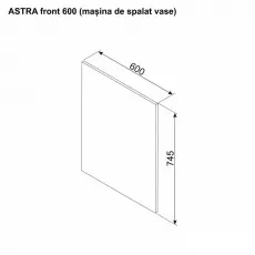 Front Modul inferior Ambianta Astra 600 masina de spalat vase Pal, Gri