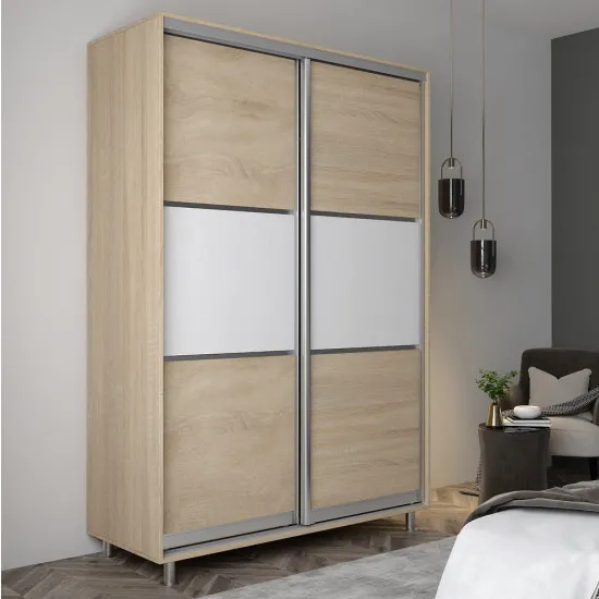 Шкаф купе Mobildor Aron K, 100x200x60 cm, двери ДСП горизонтально, Сонома