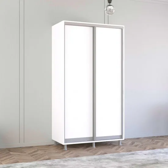 Шкаф купе Mobildor Aron, 120x200x60 cm, двери ДСП, Белый