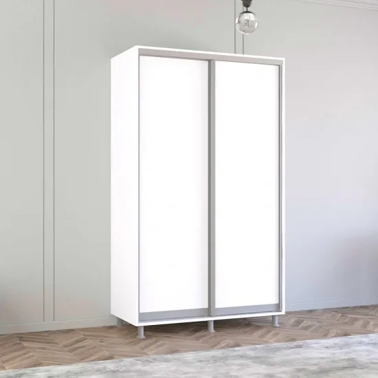 Dulap-cupeu Mobildor Aron, 150x240x60 cm, uși PAL, Alb