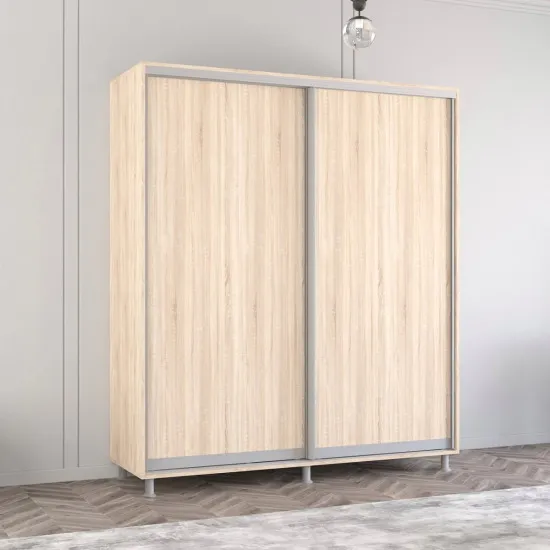 Dulap-cupeu Mobildor Aron, 210x220x60 cm, uși PAL, Sonoma