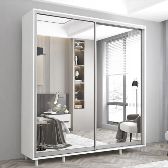 Шкаф купе Mobildor Aron (230x240) зеркальные раздвижные двери, White