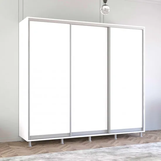 Dulap-cupeu Mobildor Aron, 240x230x60 cm, uși PAL, Alb