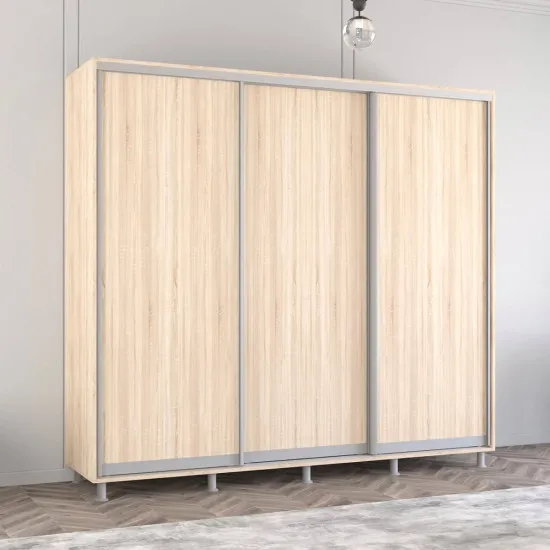 Шкаф купе Mobildor Aron, 260x240x60 cm, двери ДСП, Сонома