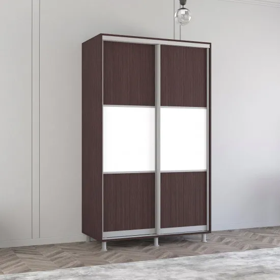 Dulap-cupeu Mobildor Aron P K, 120x230x60 cm, uși PAL orizontal, Wenge