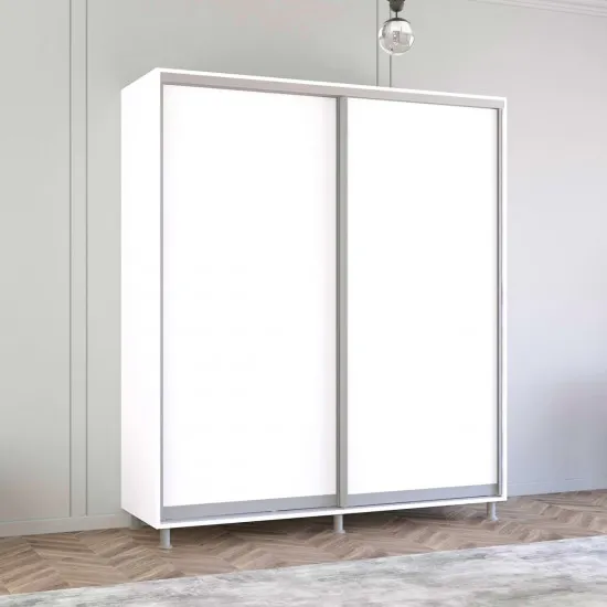 Шкаф купе Mobildor Aron P, 190x200x60 cm, двери ДСП, Белый