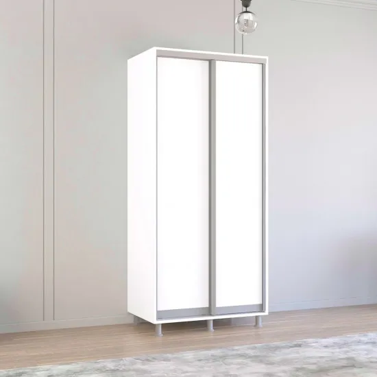 Dulap-cupeu Mobildor Aron S, 100x230x60 cm, uși PAL, Alb