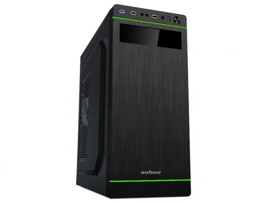 Корпус Sohoo 5907BG, Black/Green (ATX)