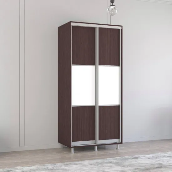 Dulap-cupeu Mobildor Aron S K, 110x230x60 cm, uși PAL orizontal, Wenge
