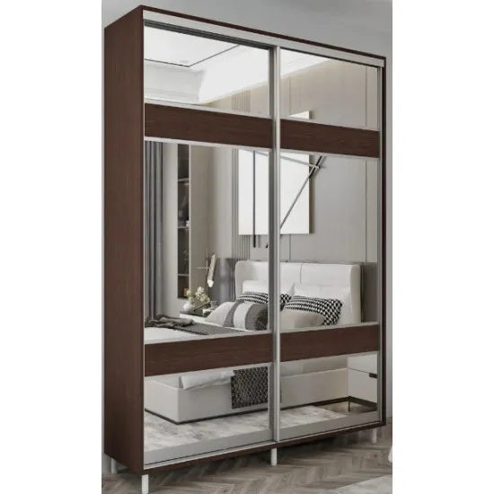 Шкаф купе Mobildor Aron S K3 (150x240) раздвижные двери из ДСП с зеркалом зебра, Wenge