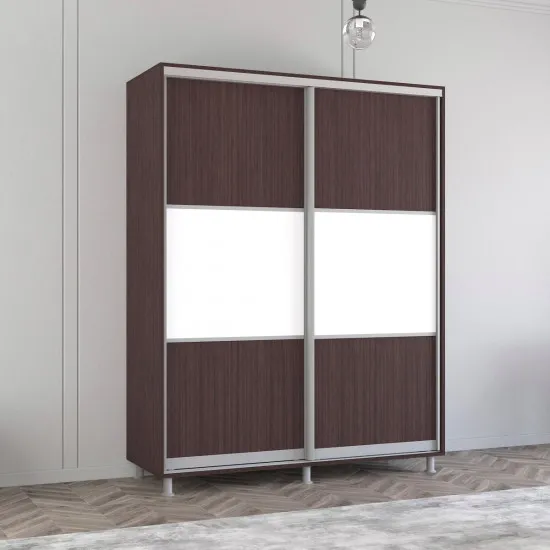 Dulap-cupeu Mobildor Aron S K, 160x200x60 cm, uși PAL orizontal, Wenge