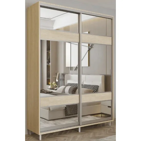 Шкаф купе Mobildor Aron S K3 (170x200) раздвижные двери из ДСП с зеркалом зебра, Sonoma