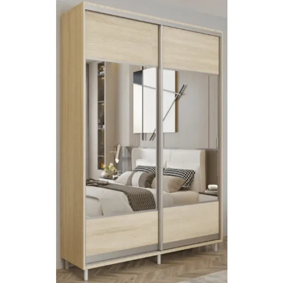 Шкаф купе Mobildor Aron S K1 (190x200) раздвижные двери ДСП с зеркалом горизонтально, Sonoma