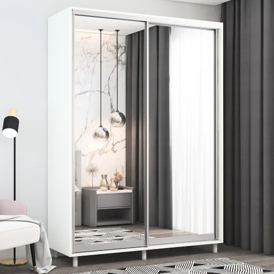 Шкаф купе Mobildor Aron S (200x240) зеркальные раздвижные двери, White
