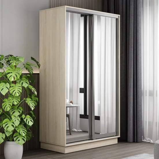 Шкаф купе Mobildor Fox (110x230) зеркальные раздвижные двери, Sonoma