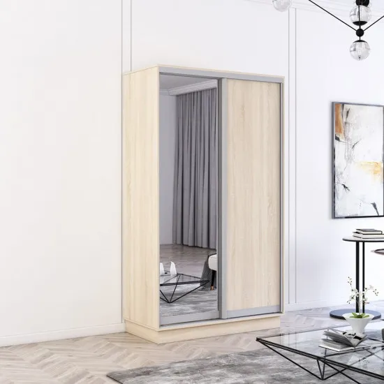 Шкаф купе Mobildor Fox (110x210) раздвижные зеркальные двери и ДСП, Sonoma