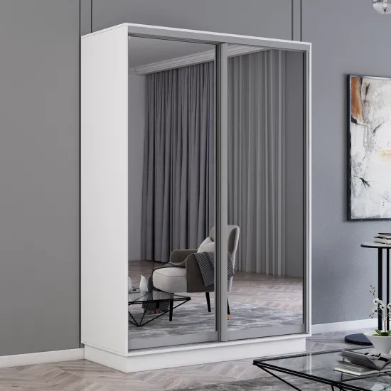 Шкаф купе Mobildor Fox (120x230) зеркальные раздвижные двери, White
