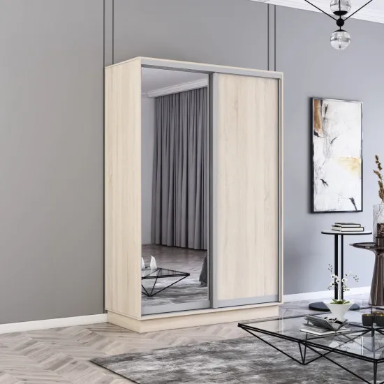 Шкаф купе Mobildor Fox (120x210) раздвижные зеркальные двери и ДСП, Sonoma
