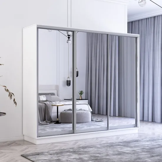 Шкаф купе Mobildor Fox (240x240) зеркальные раздвижные двери, White