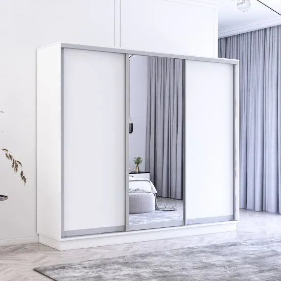 Шкаф купе Mobildor Fox (240x230) раздвижные зеркальные двери и ДСП, White