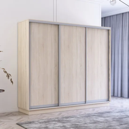 Dulap-cupeu Mobildor Fox, 250x230x60 cm, uși PAL, Sonoma