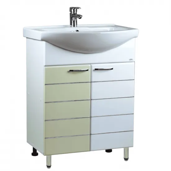 Тумба с раковиной Mashtab Modern (Basic) 65cm, с 2 дверцами, Белый/Бежевый (11414)