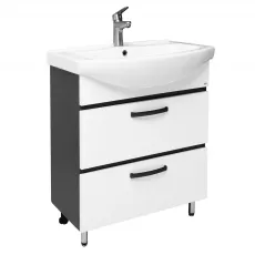 Dulap cu lavoar Mashtab Agat (Basic) 75 cm cu 2 sertare, Alb/Antracit Dulap cu lavoar Mashtab Agat (Basic) 75 cm cu 2 sertare, Alb/Antracit