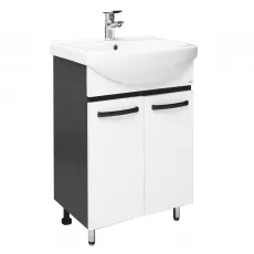 Dulap cu lavoar Mashtab Agat (Basic) 75 cm cu 2 usi, Alb/Antracit Dulap cu lavoar Mashtab Agat (Basic) 75 cm cu 2 usi, Alb/Antracit