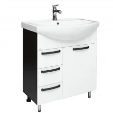 Dulap cu lavoar Mashtab Agat (Basic) 75 cm cu 3 sertare, Alb/Antracit Dulap cu lavoar Mashtab Agat (Basic) 75 cm cu 3 sertare, Alb/Antracit