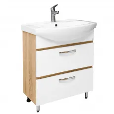 Dulap cu lavoar Mashtab Agat (Basic) 75 cm cu 2 sertare, Alb/Sonoma Dulap cu lavoar Mashtab Agat (Basic) 75 cm cu 2 sertare, Alb/Sonoma