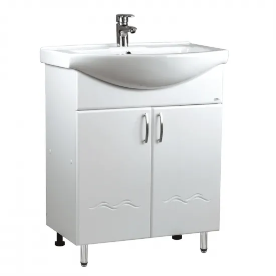 Dulap cu lavoar Mashtab Clasic (Basic) 75 cm cu 2 usi, Alb