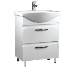Dulap cu lavoar Mashtab Agat (Basic) 75 cm cu 2 sertare, Alb Dulap cu lavoar Mashtab Agat (Basic) 75 cm cu 2 sertare, Alb